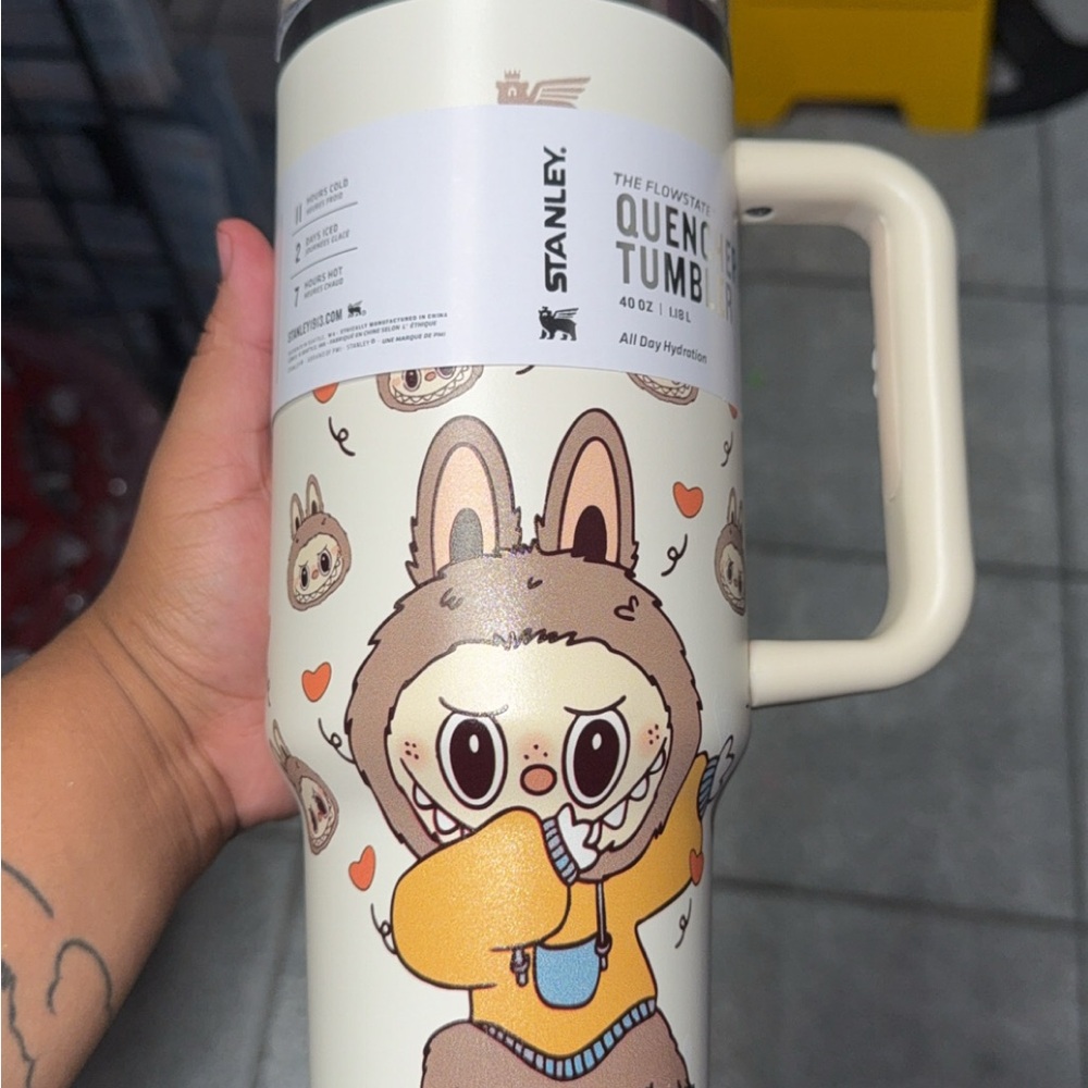 Cream Labubu Cartoon Travel Tumbler - Cute Rabbit Design - Picture 2 of 2